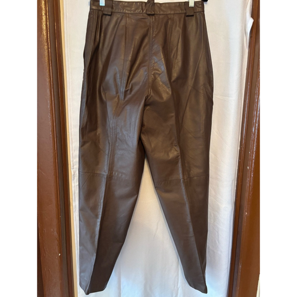 Women's Charles Klein Brown Leather Pants Size 16 - Picture 2 of 3